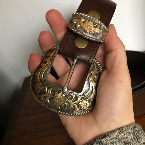 Vintage Ashford Ridge Genuine Leather Women\'s brown Western Belt Size 36\